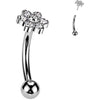 Titanium Eyebrow Piercing flower zirconia Push-In