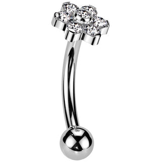 Titanium Eyebrow Piercing flower zirconia Push-In