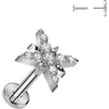 Titanium cubic zirconia pave starburst Push-In
