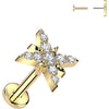 Titanium cubic zirconia pave starburst Push-In
