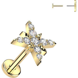 Titanium cubic zirconia pave starburst Push-In