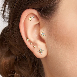 Titanium cubic zirconia pave starburst Push-In