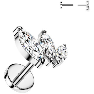 Titanium Stud Earring scaled zirconia marquise cut