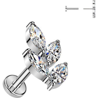 Titanium marquise cubic zirconia leaf Push-In