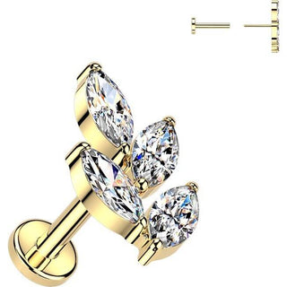 Titanium marquise cubic zirconia leaf Push-In