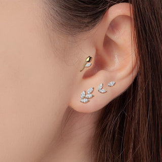 Titanium marquise cubic zirconia leaf Push-In