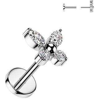 Titanium Stud Earring butterfly ball zirconia