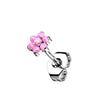Titanium Stud Earring Titan Threadless Earring Stud Opal Flower Top
