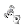Titanium Stud Earring Titan Threadless Push In Earring Stud 3 Round Bezel Setting Cubic Zirconia Curve Top
