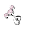 Titanium Stud Earring Titan Threadless Push In Earring Stud 3 Round Bezel Setting Cubic Zirconia Curve Top
