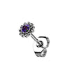 Titane Bouton d'Oreille Fleur Zircone Argent