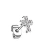 Titanium Stud Earring Cross Zirconia Gold Silver