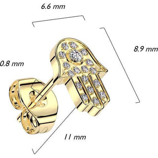 Titane Boucle d'Oreille Hamsa Zircone Serti Pavé Enfoncer