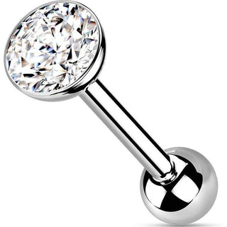 Titanium Barbell Zirconia frame setting Silver Push-In