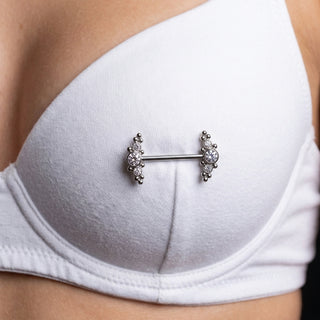 Titanium Nipple Piercing Zirconia Push-In – getragen