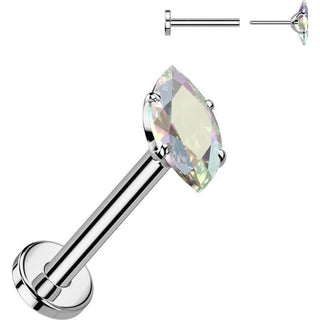 Titanium Labret zirconia marquise cut Push-In