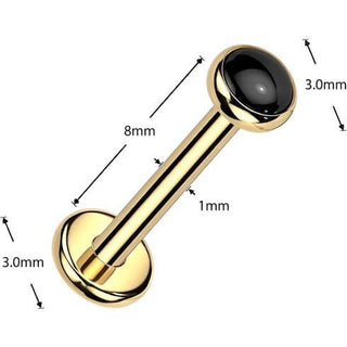 Titanium Labret Bezel Set Natural Stone Push-In