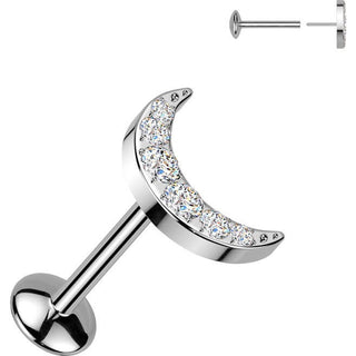 Titanium Labret moon zirconia Push-In