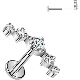 Titanium Labret zirconia cubic zirconia fan Push-In