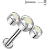 Titanium Labret 3 round bezel set zirconia curve Push-In