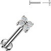 Titanium Labret 4 Zirconia Petal Flower Push-In