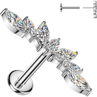 Titanium Labret 7 marquise zirconia wide fan Push-In