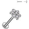 Titanium Labret Flower Zirconia Push-In