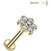 Titanium Labret Flower Zirconia Push-In