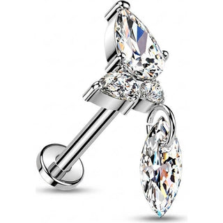 Titanium Labret zirconia cluster marquise zirconia dangle Push-In