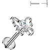 Titanium Labret Butterfly Marquise Cubic Zirconia Push-In