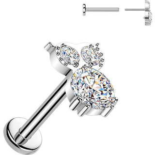 Titanium Labret zirconia owl Push-In