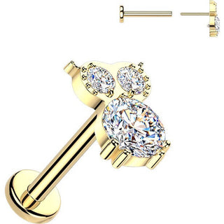 Titanium Labret zirconia owl Push-In