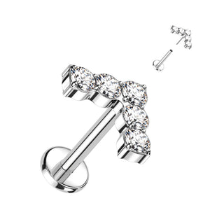 Titanium Labret L-shape 5 Zirconia Push-In