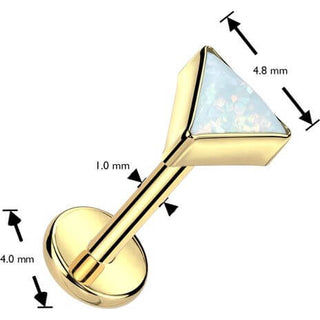 Titanium Labret top triangle bezel setting Push-In