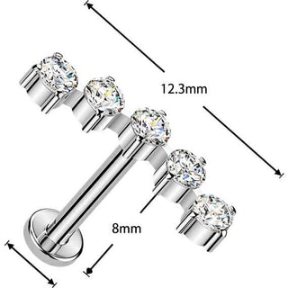 Titanium Labret 5 round zirconias Push-In