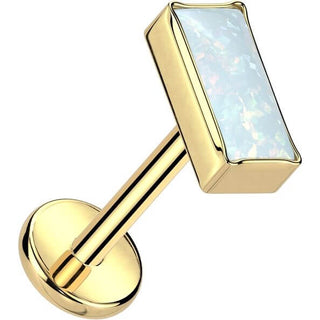 Titanium Labret top opal rectangular bezel setting Push-In