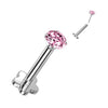 Titanium Labret Zirconia Flower Base Push-In