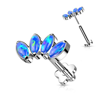 Titane Labret Marquise Opale Base Fleur Enfoncer