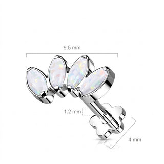 Titanium Labret Marquise Cut Opal Flower Base Push-In