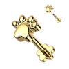 Titanium Labret Paws Flower Base Push-In
