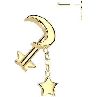 Titanium Labret Moon star dangle star base Push-In