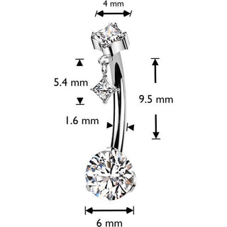 Titane Piercing Nombril pendentif en forme de diamant Zircone Enfoncer
