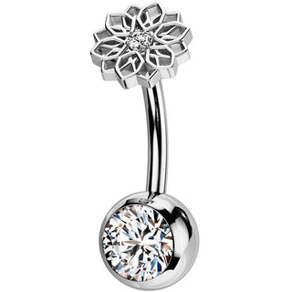 Titanium Belly Button Piercing flower zirconia Push-In