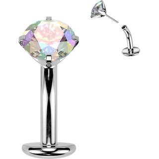 Titanium Belly Button Piercing top prong set zirconia Push-In