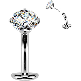 Titanium Belly Button Piercing top prong set zirconia Push-In