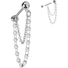Barbell pearl chain dangle