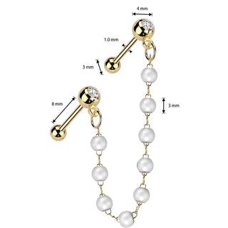 Value Pack two zirconia barbells pearl chain