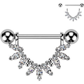 Nipple Piercing marquise cubic zirconia fan dangle