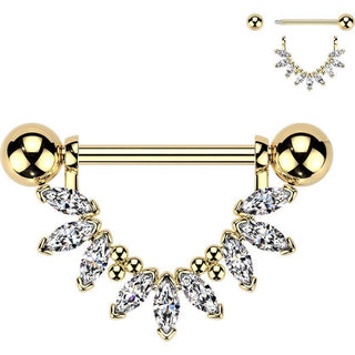 Nipple Piercing marquise cubic zirconia fan dangle