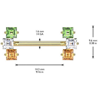 Téton zircon carré multicolore